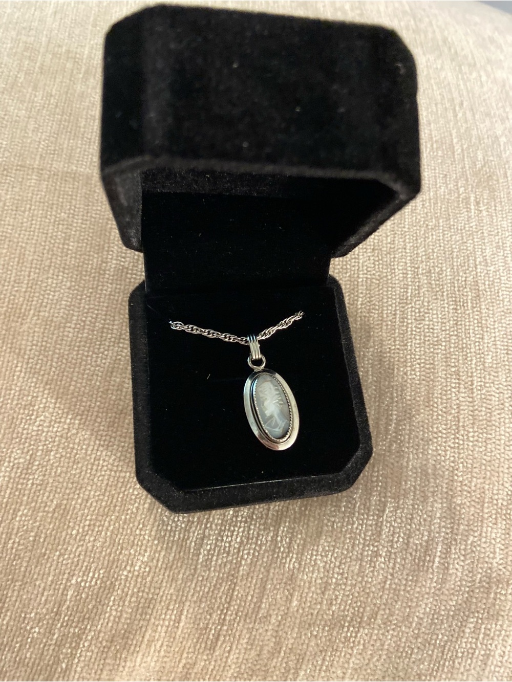 Vintage Sarah Coventry Sterling Cameo Pendant Necklace